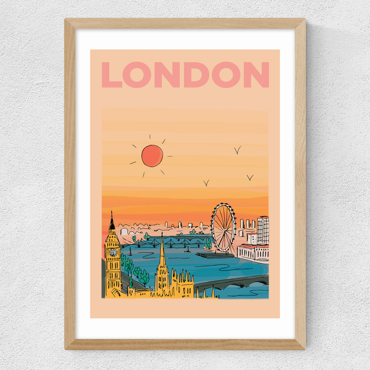 Summer Over London Medium Oak Frame