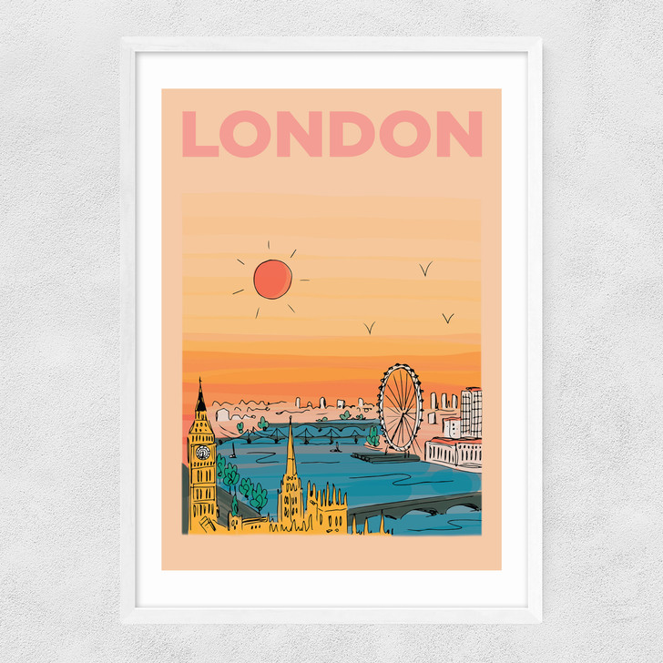 Summer Over London Narrow White Frame