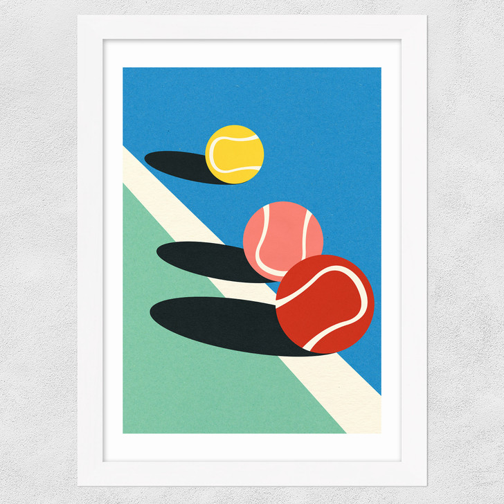 3 Tennis Balls Wide White Frame