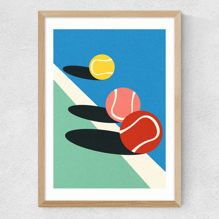 3 Tennis Balls Medium Oak Frame