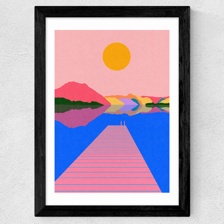 Lake Traunsee Wide Black Frame