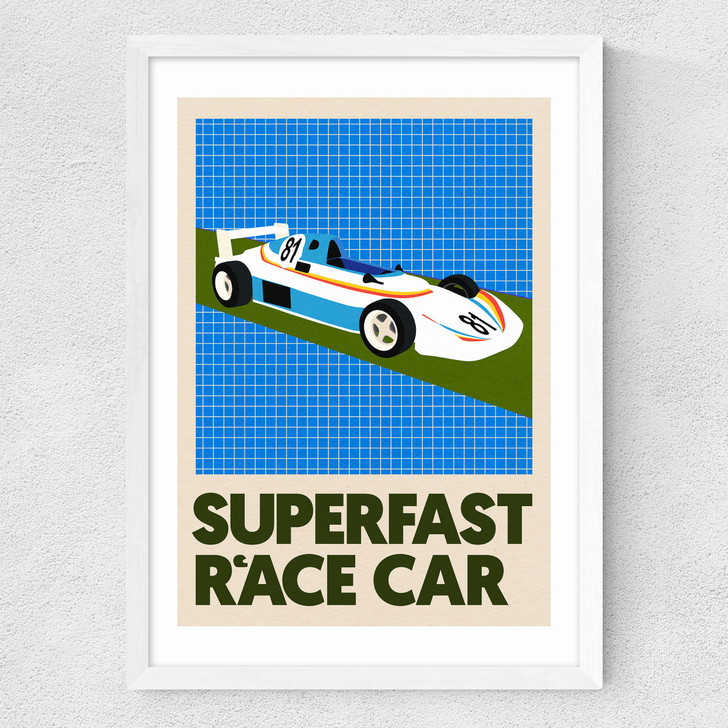 Superfast Race Car Medium White Frame