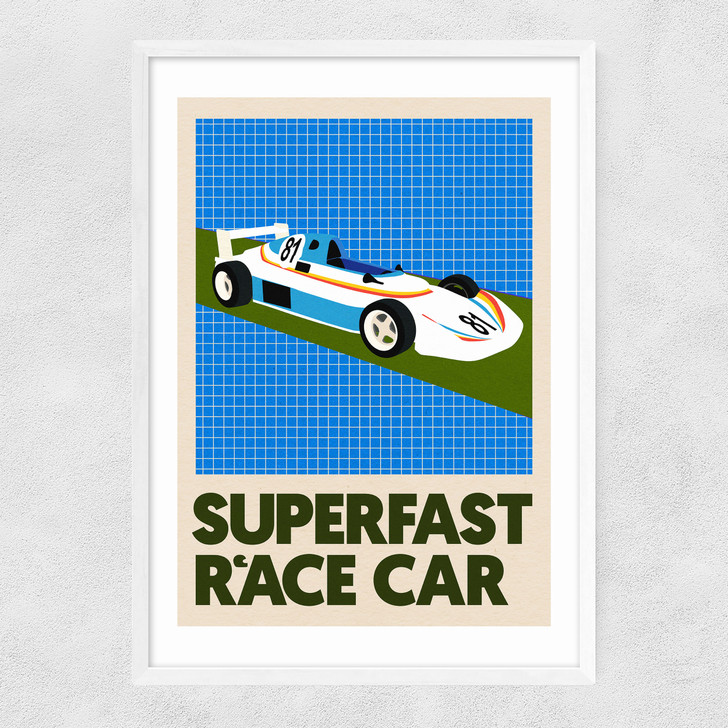 Superfast Race Car Narrow White Frame