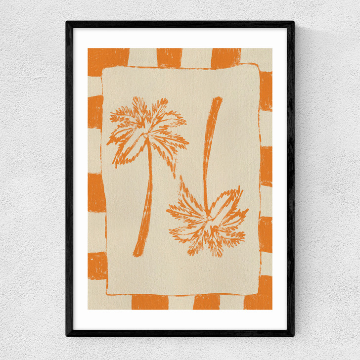 Palm Paradise (Orange) Narrow Black Frame