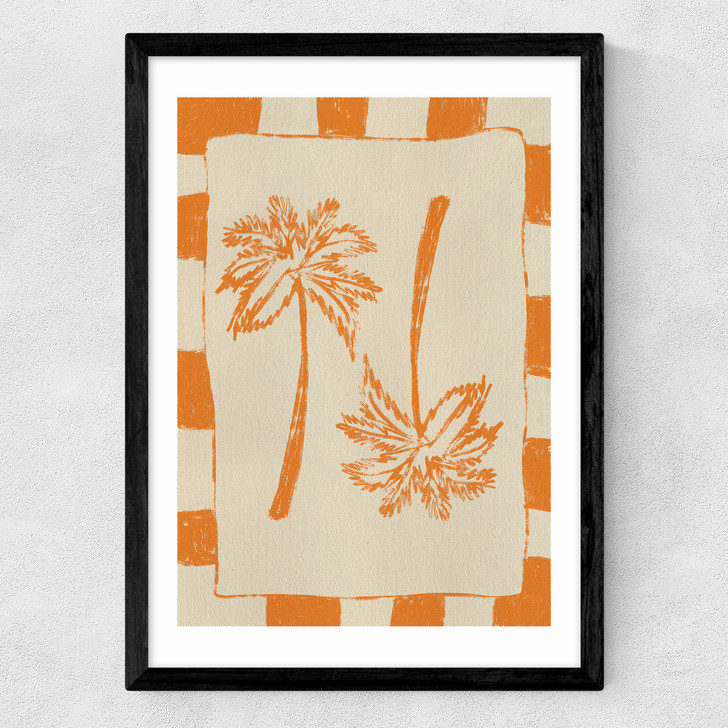 Palm Paradise (Orange) Medium Black Frame