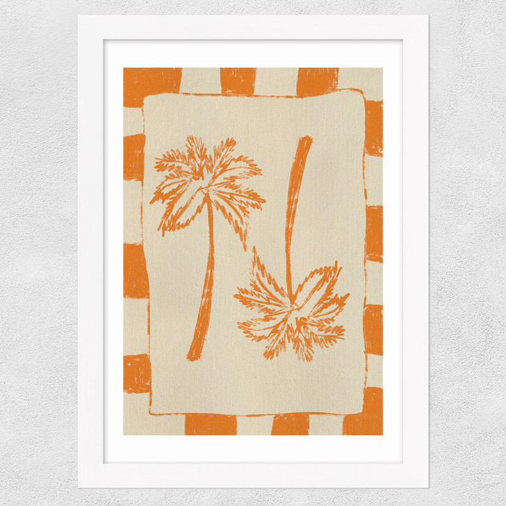 Palm Paradise (Orange) Wide White Frame