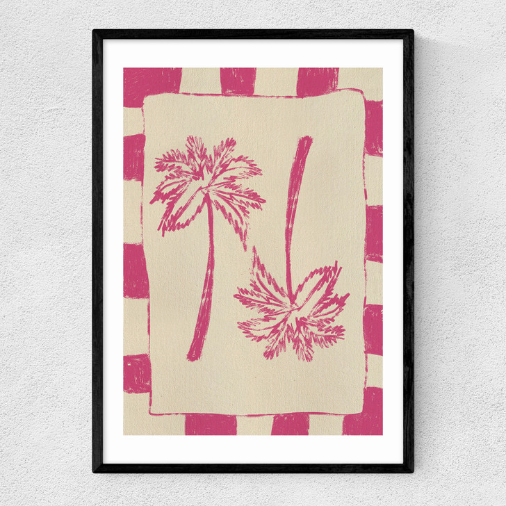 Palm Paradise (Pink) Narrow Black Frame