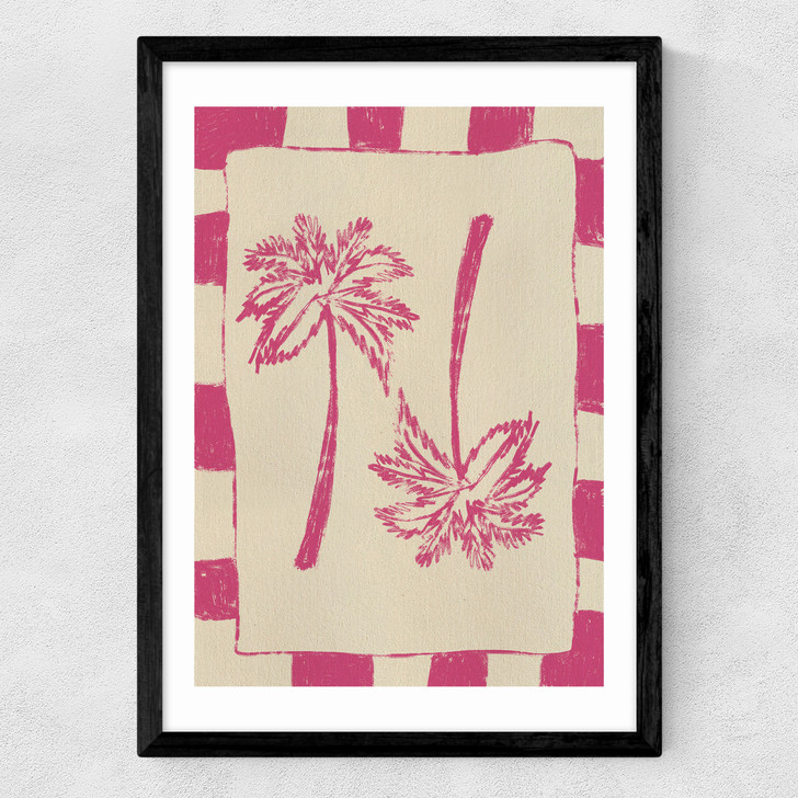 Palm Paradise (Pink) Medium Black Frame