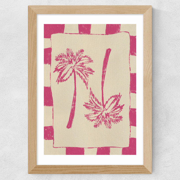 Palm Paradise (Pink) Wide Oak Frame