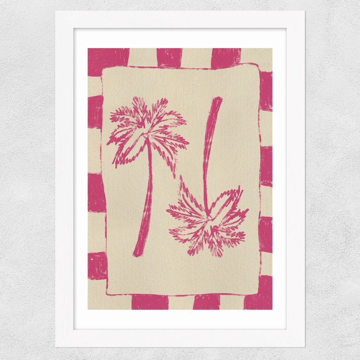 Palm Paradise (Pink) Wide White Frame