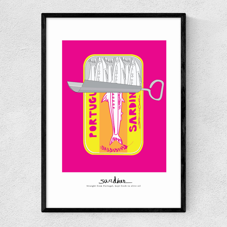 Still Life: Sardines Narrow Black Frame