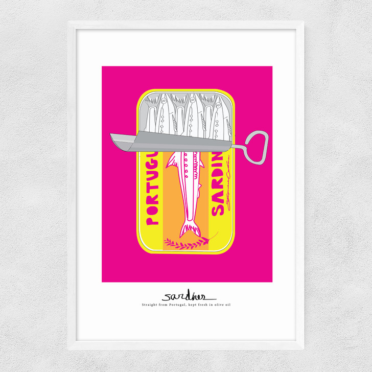 Still Life: Sardines Narrow White Frame