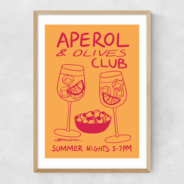 Aperol & Olives Club Narrow Oak Frame