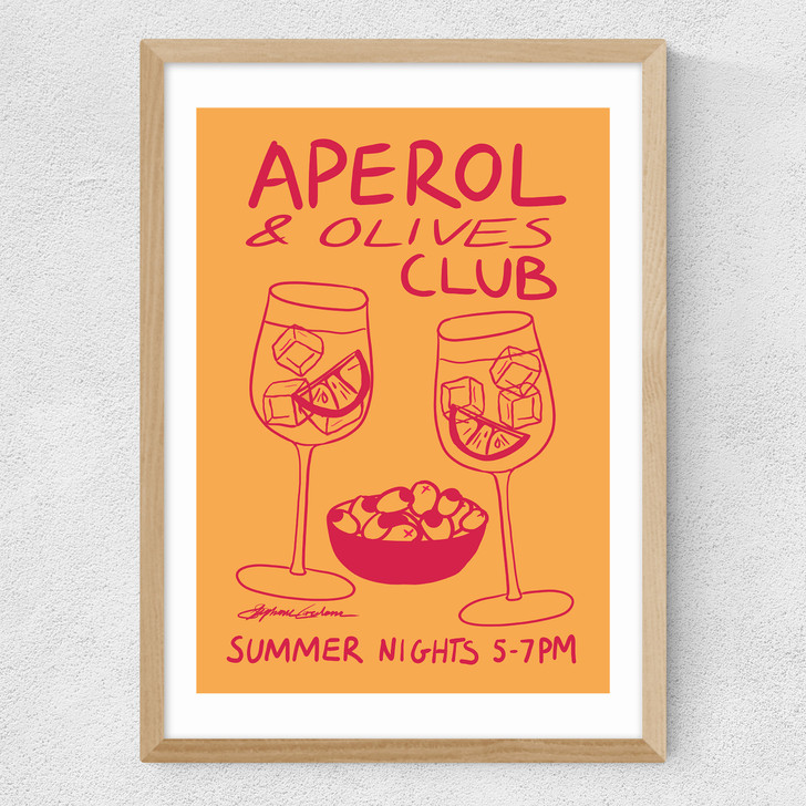 Aperol & Olives Club Medium Oak Frame