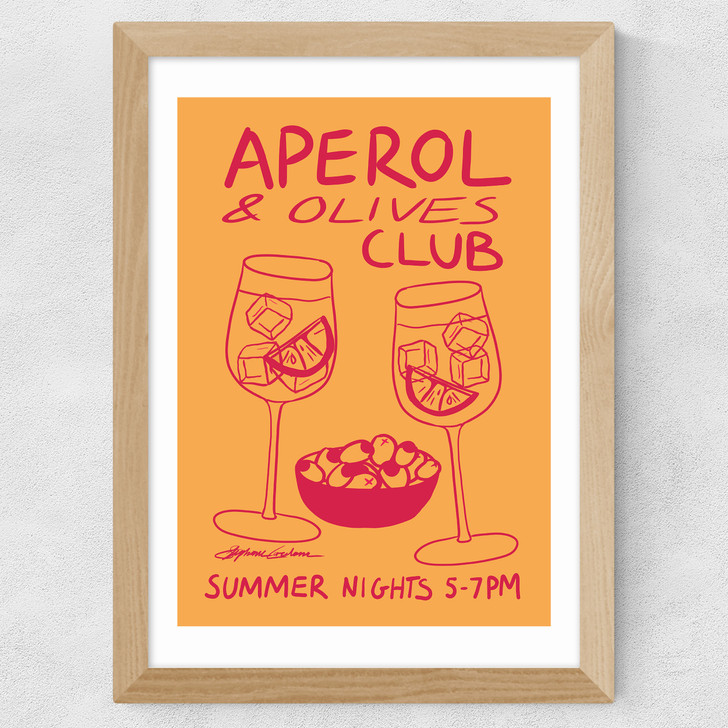 Aperol & Olives Club Wide Oak Frame