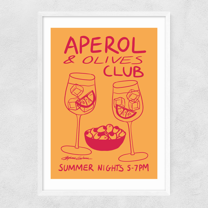 Aperol & Olives Club Narrow White Frame