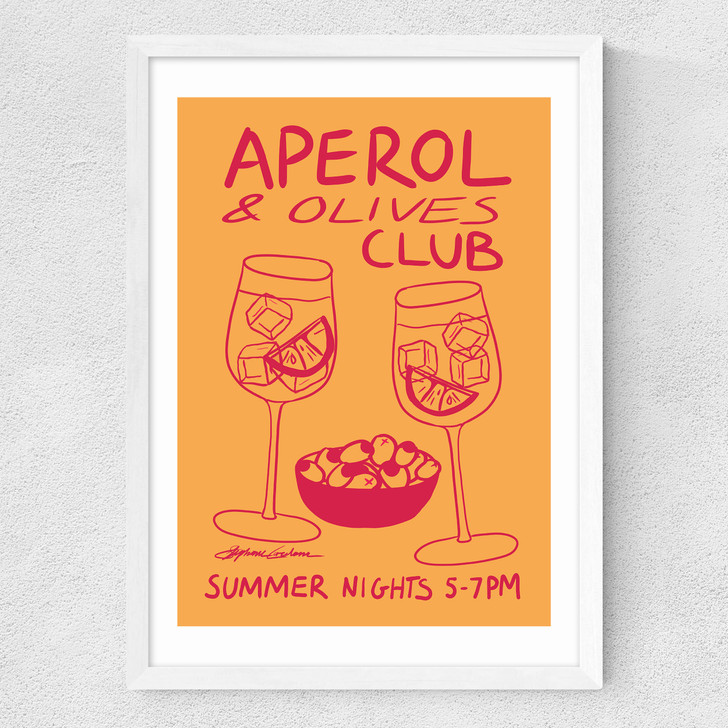 Aperol & Olives Club Medium White Frame
