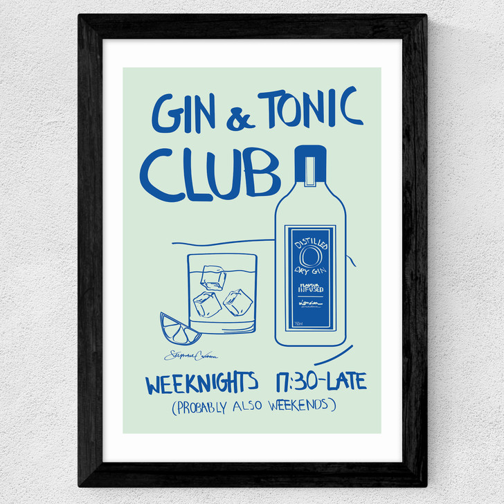 Gin & Tonic Club Wide Black Frame