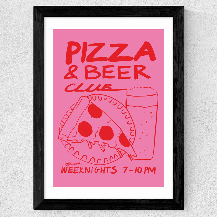 Pizza & Beer Club Wide Black Frame