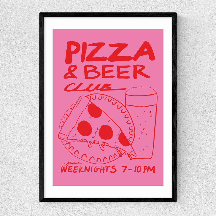 Pizza & Beer Club Narrow Black Frame