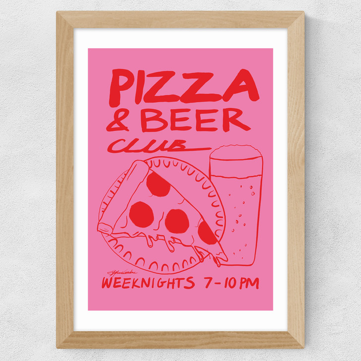 Pizza & Beer Club Wide Oak Frame