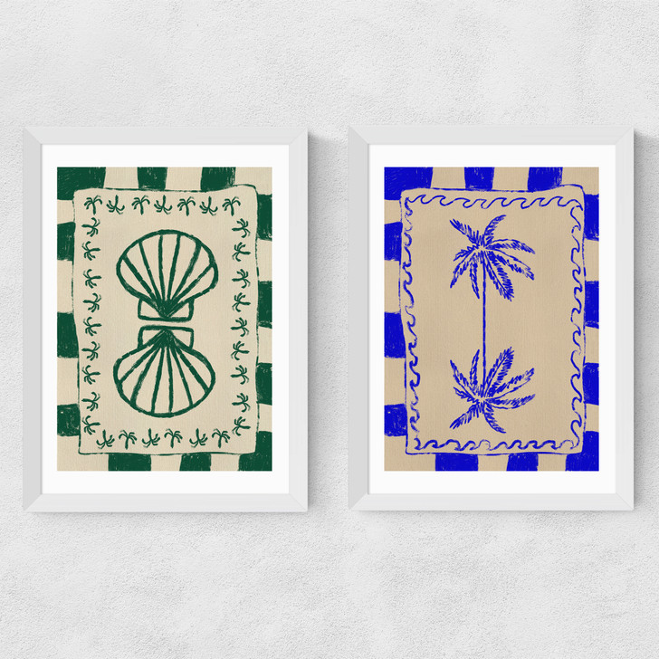 Coastal Charm And Seashell Diptych