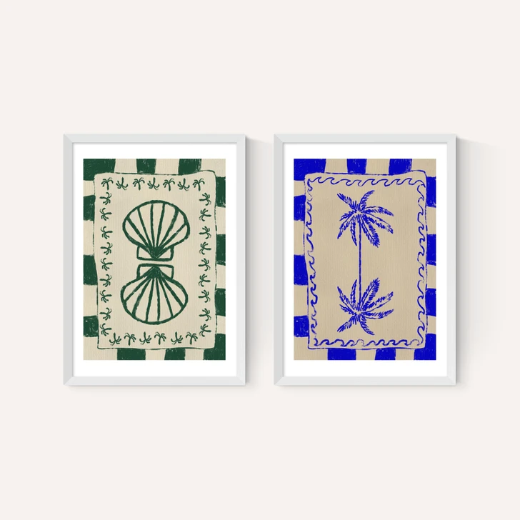 Coastal Charm And Seashell Diptych