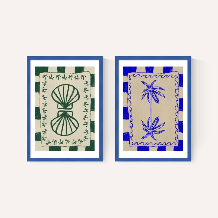 Coastal Charm And Seashell Diptych
