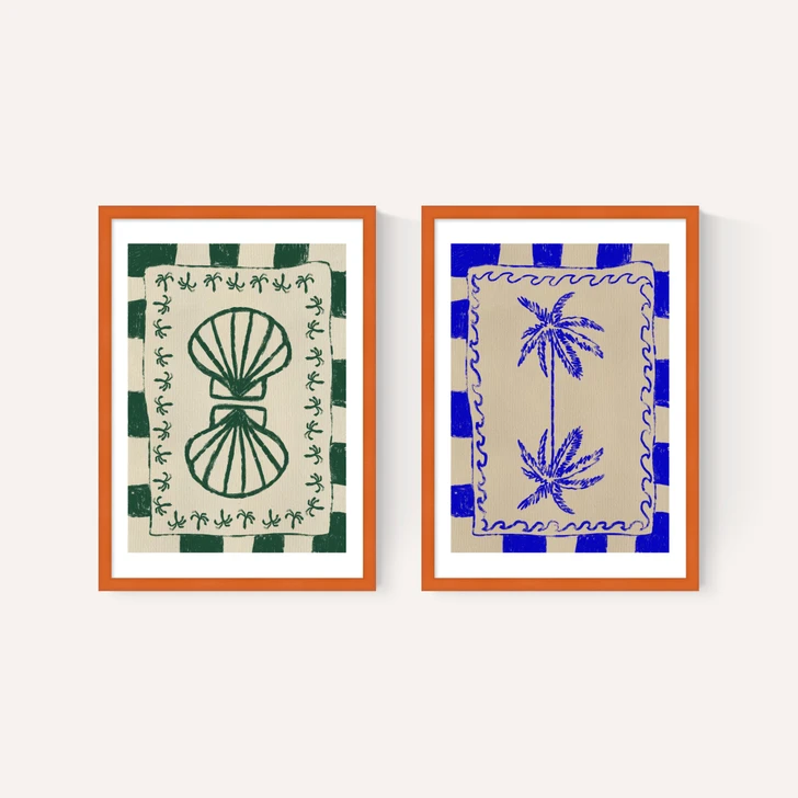 Coastal Charm And Seashell Diptych