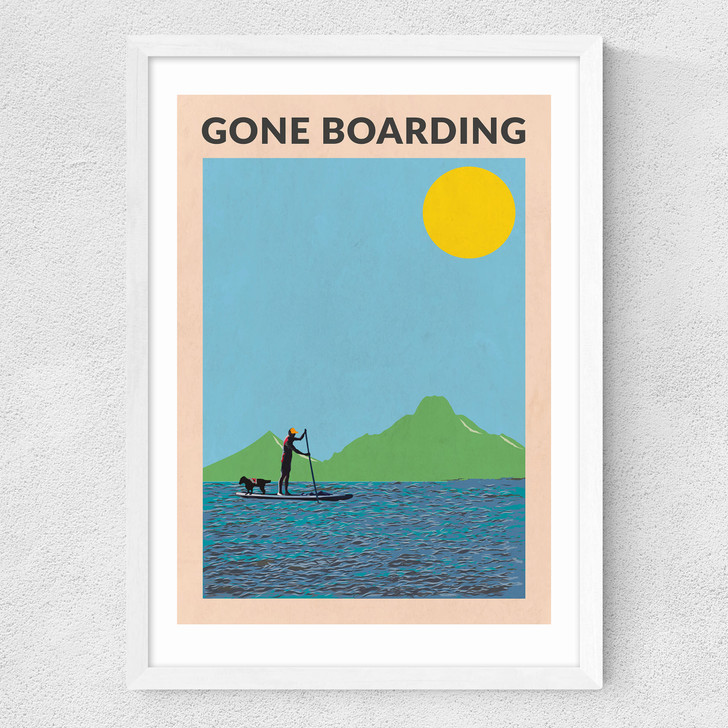 Gone Boarding Medium White Frame