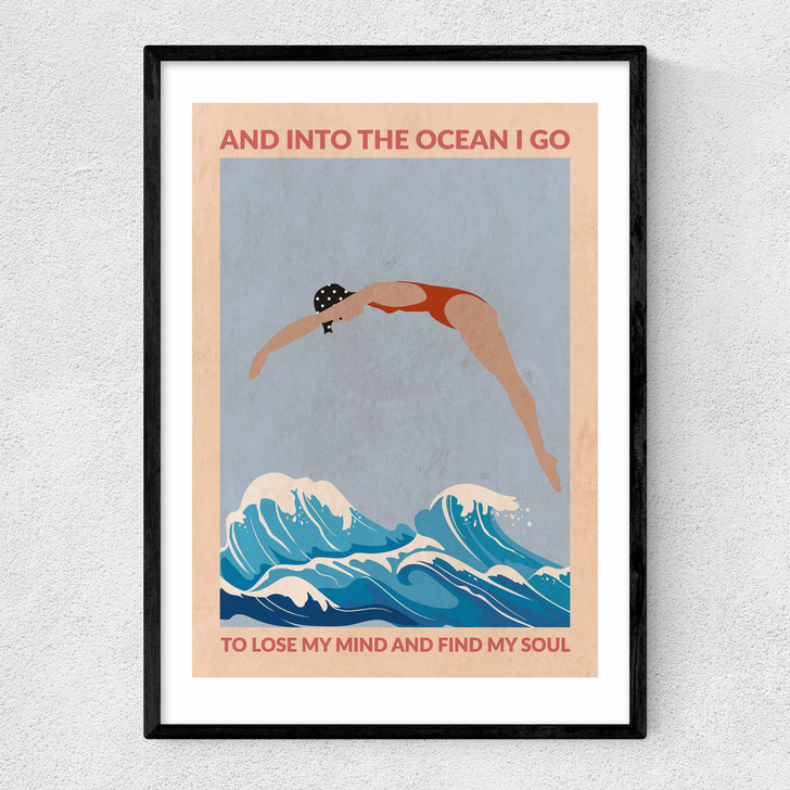 Into the Ocean I Go Narrow Black Frame