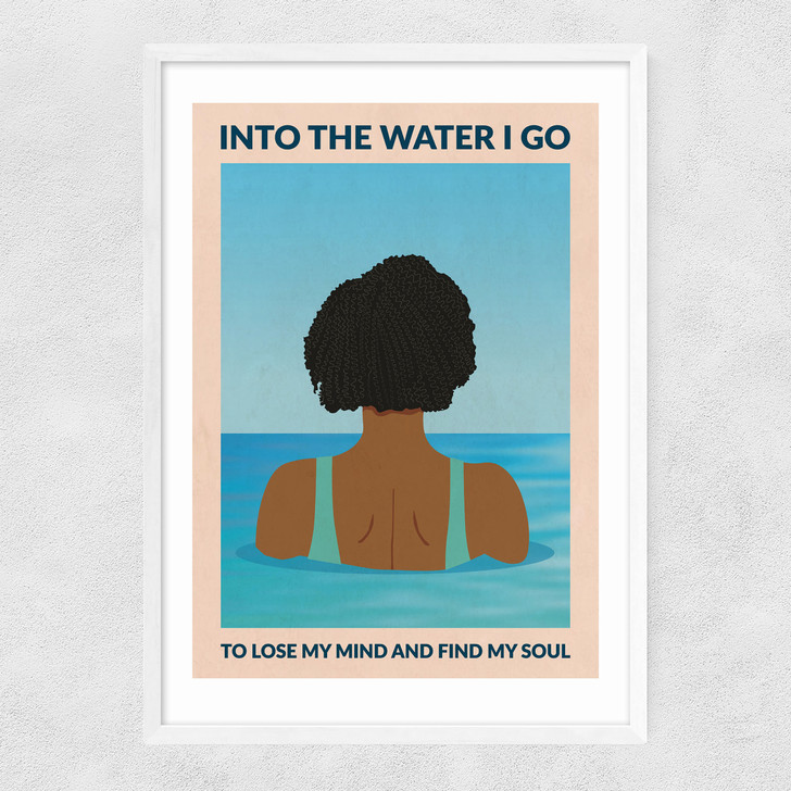 Into the Water I Go Narrow White Frame