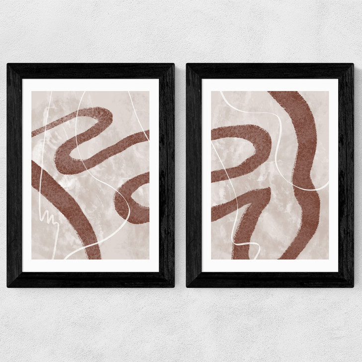 Abstract Fuzz Diptych Wide Black Frame