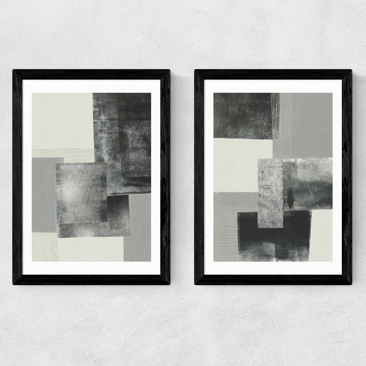Monochrome Blocks Diptych