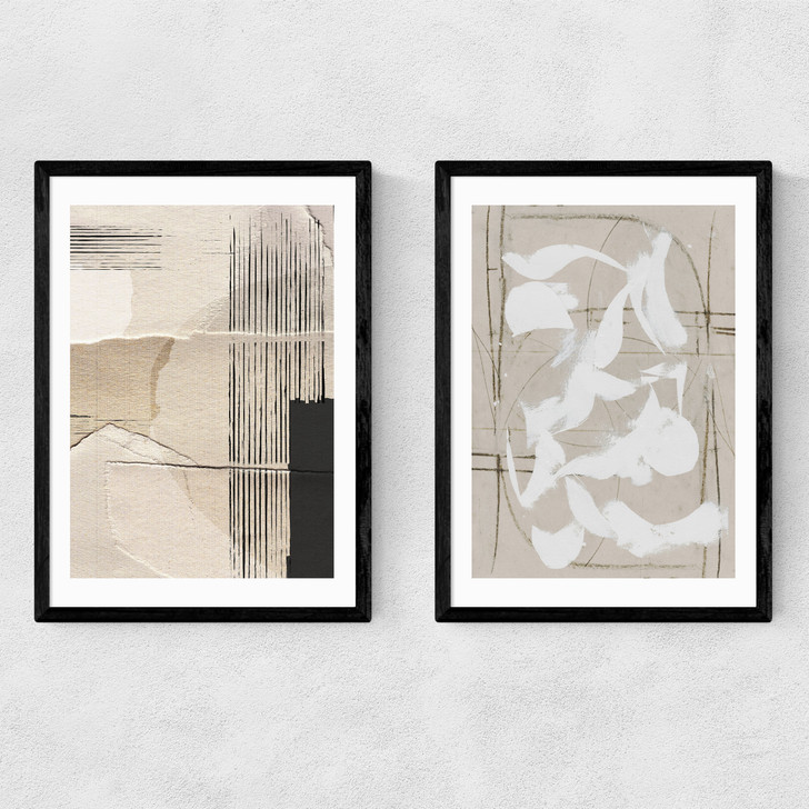Paper Abstract Diptych Narrow Black Frame