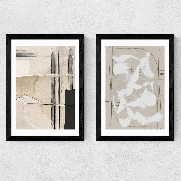 Paper Abstract Diptych Medium Black Frame