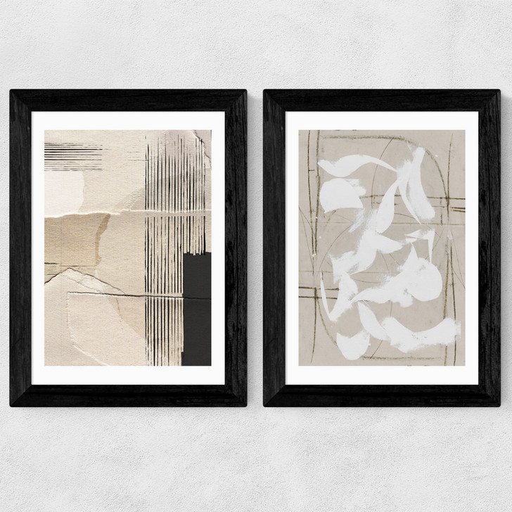 Paper Abstract Diptych Wide Black Frame