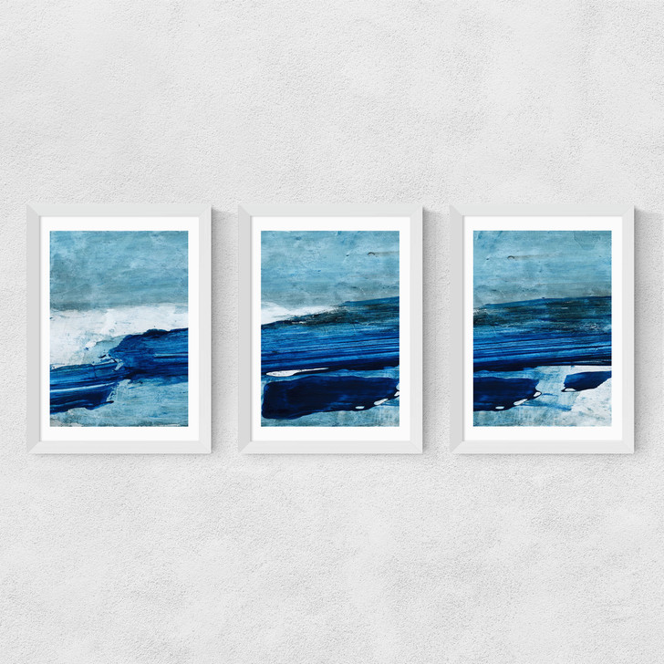 Arctic Landscape Triptych Medium White Frame