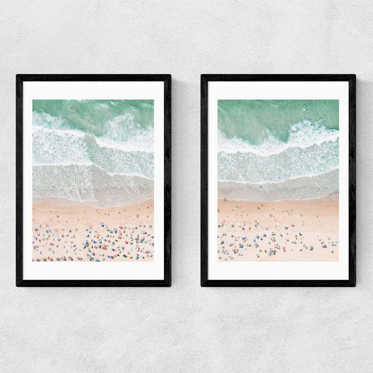 Aerial Beach Diptych Narrow Black Frame
