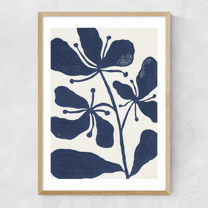 Whimsical Blossoms 1 Narrow Oak Frame