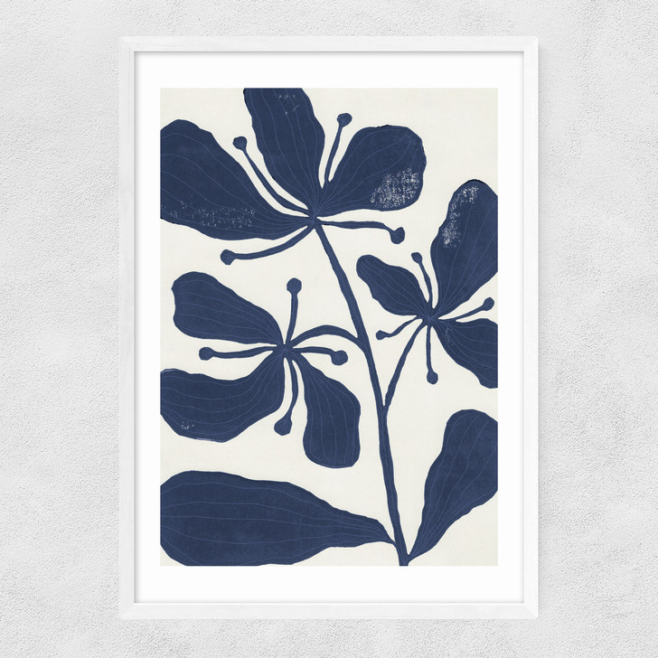 Whimsical Blossoms 1 Narrow White Frame