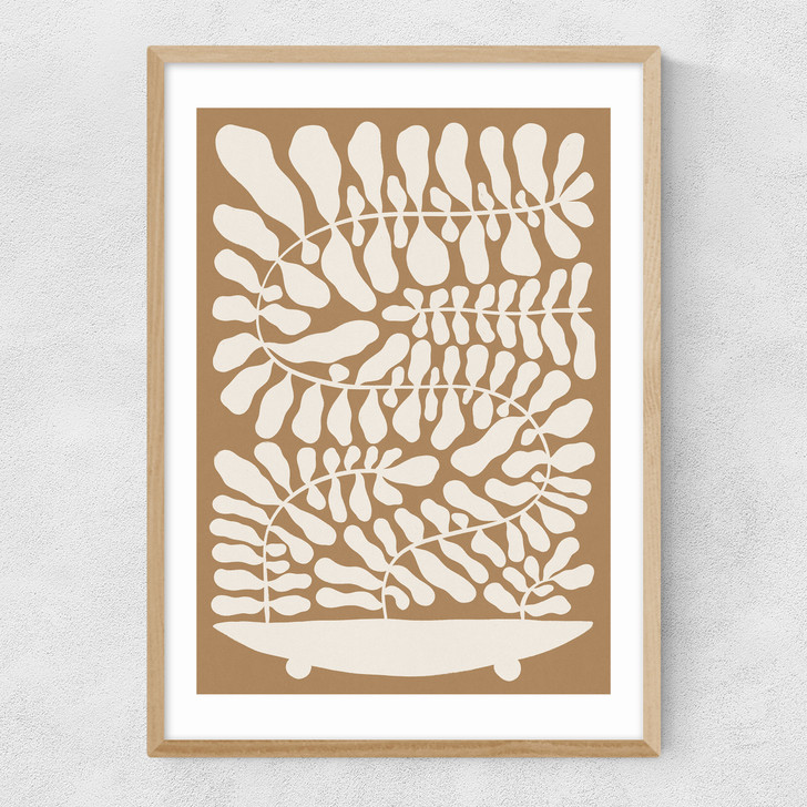 One Hundred Leaved Plant VII Brown Narrow Oak Frame