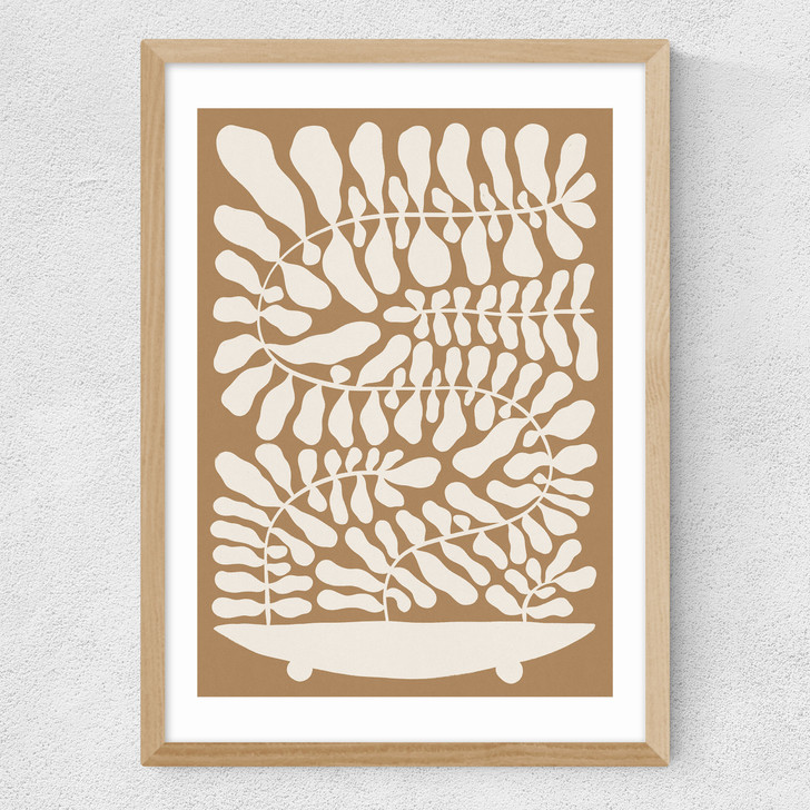 One Hundred Leaved Plant VII Brown Medium Oak Frame