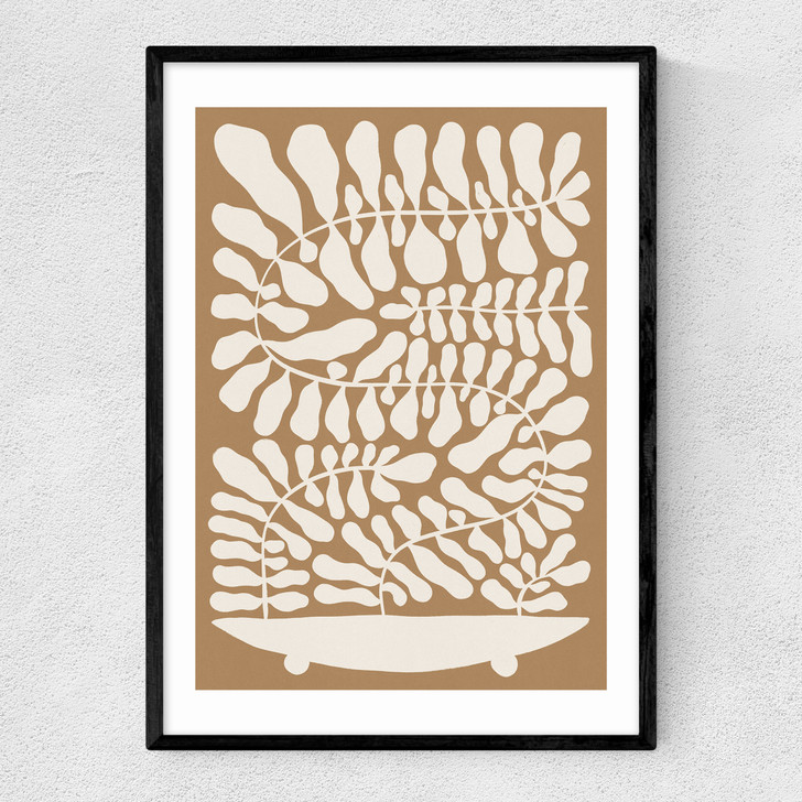 One Hundred Leaved Plant VII Brown Narrow Black Frame