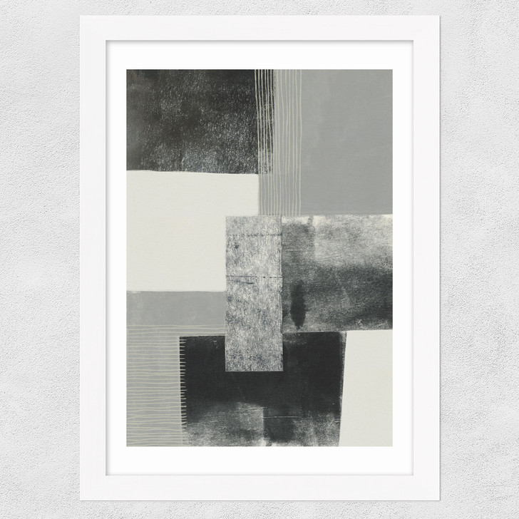 Monochrome Blocks II Wide White Frame