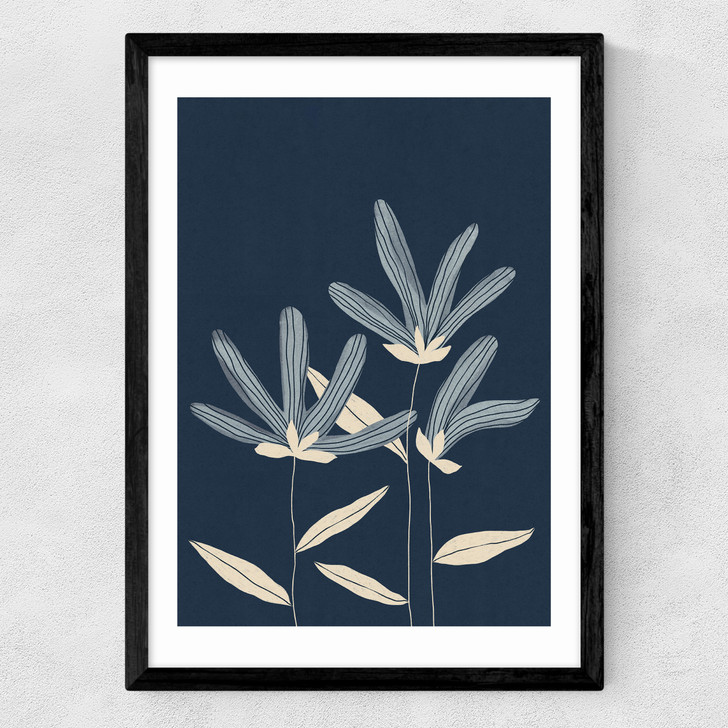 Three Flowers Medium Black Frame