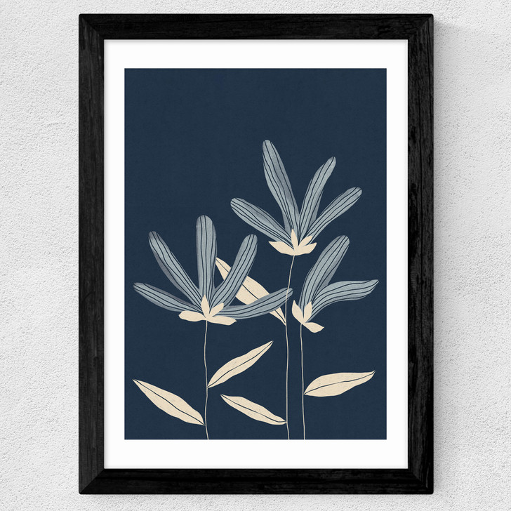 Three Flowers Wide Black Frame