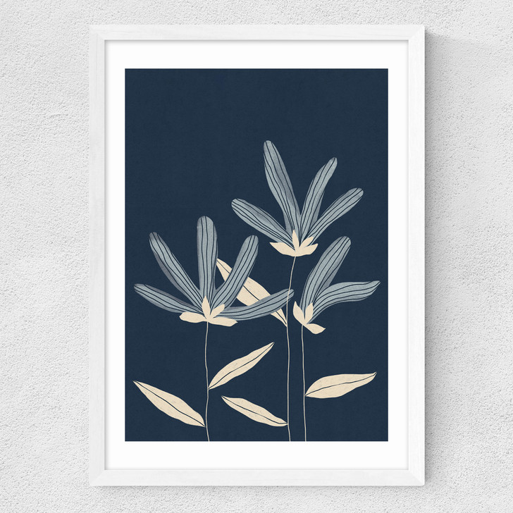 Three Flowers Medium White Frame