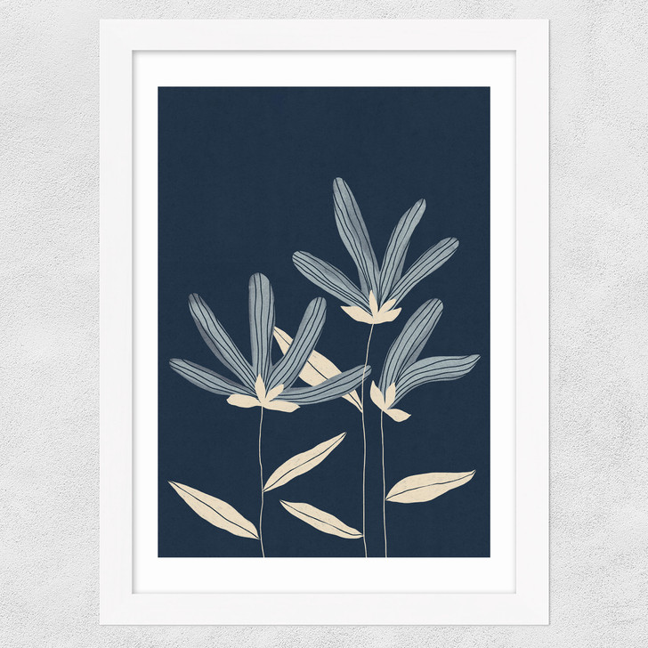 Three Flowers Wide White Frame