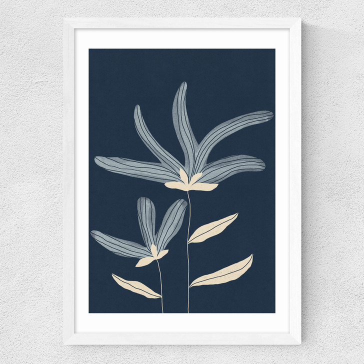 Two Flowers Medium White Frame